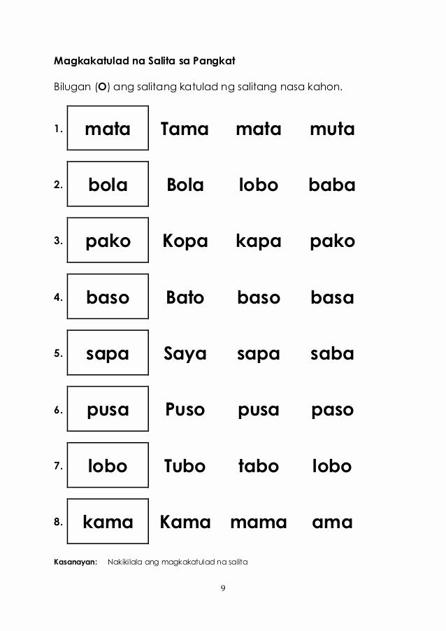 30 1St Grade Reading Worksheets Tagalog English