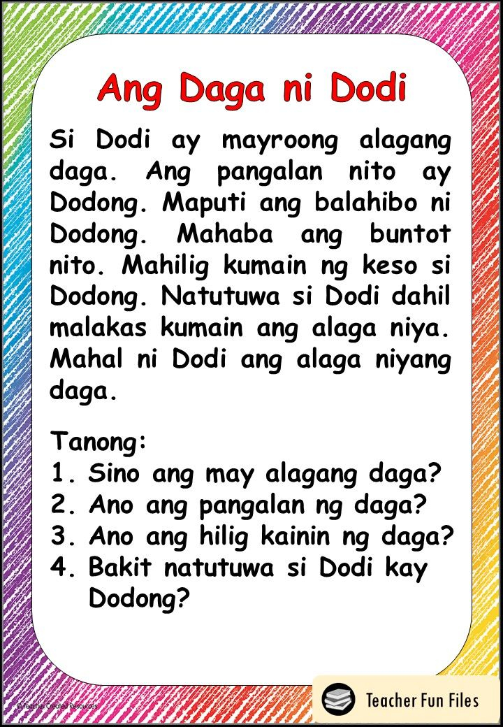 30 1St Grade Reading Worksheets Tagalog English