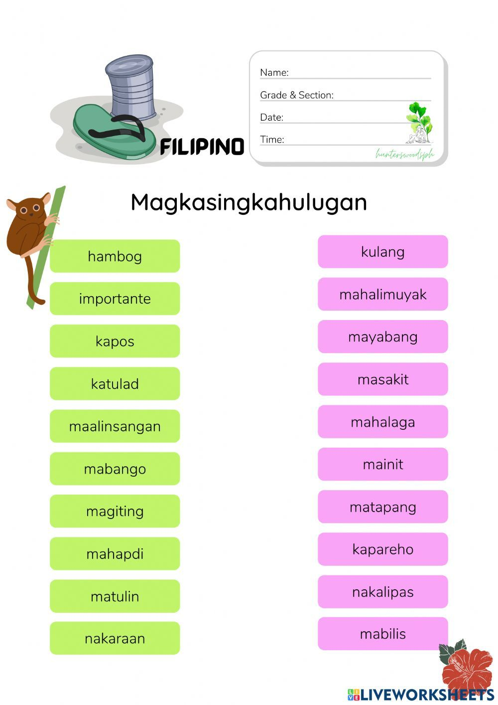 30 1St Grade Reading Worksheets Tagalog English