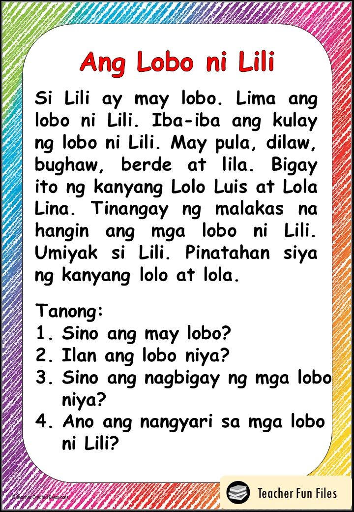 30 1St Grade Reading Worksheets Tagalog English