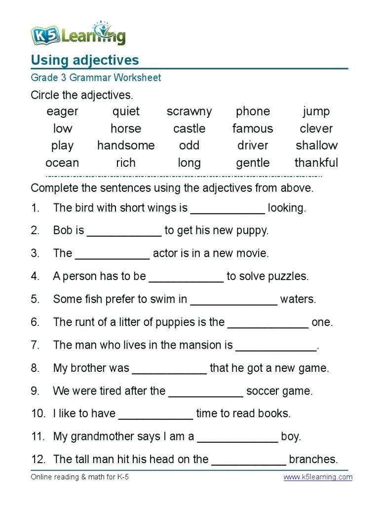 30 2Nd Grade Worksheets Grammar