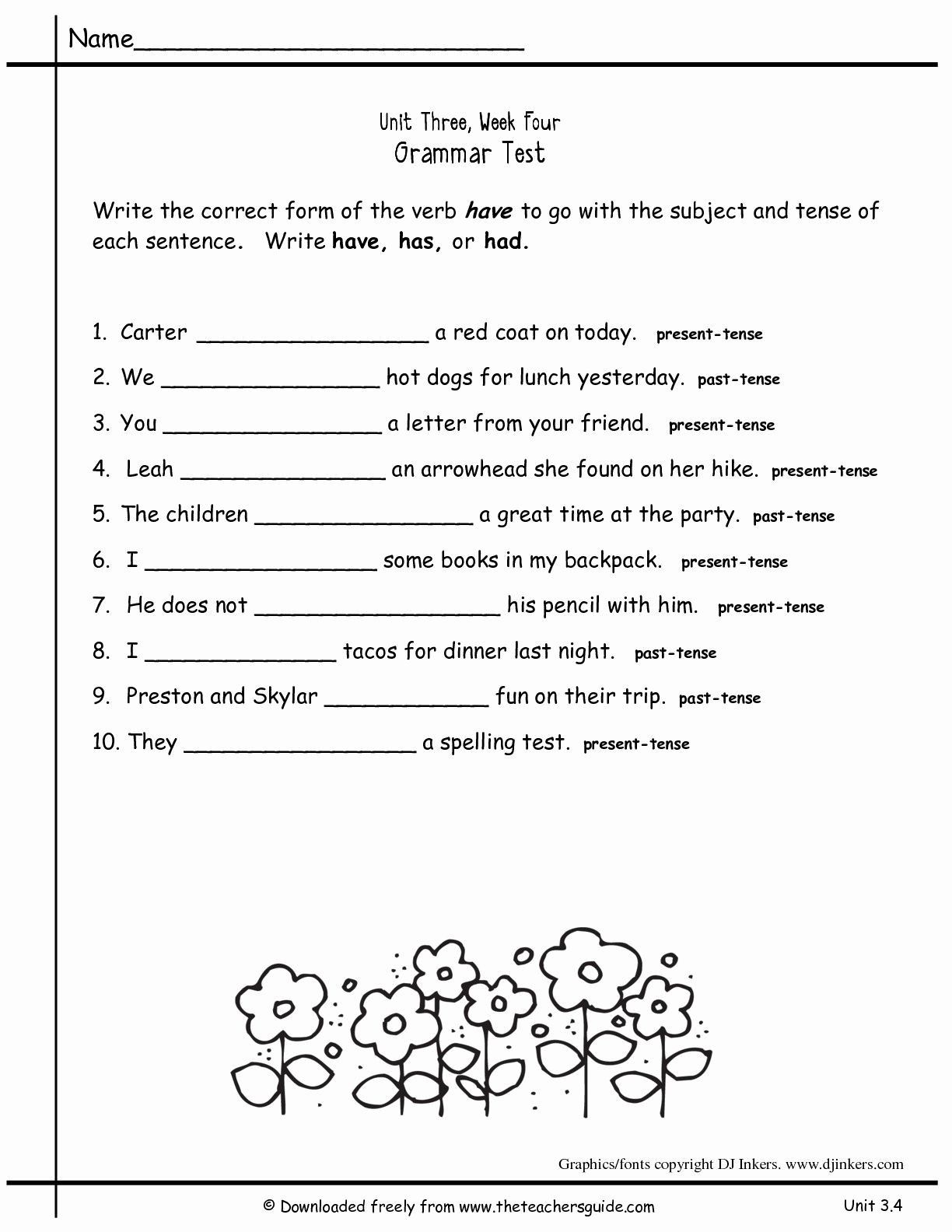 30 2Nd Grade Worksheets Grammar
