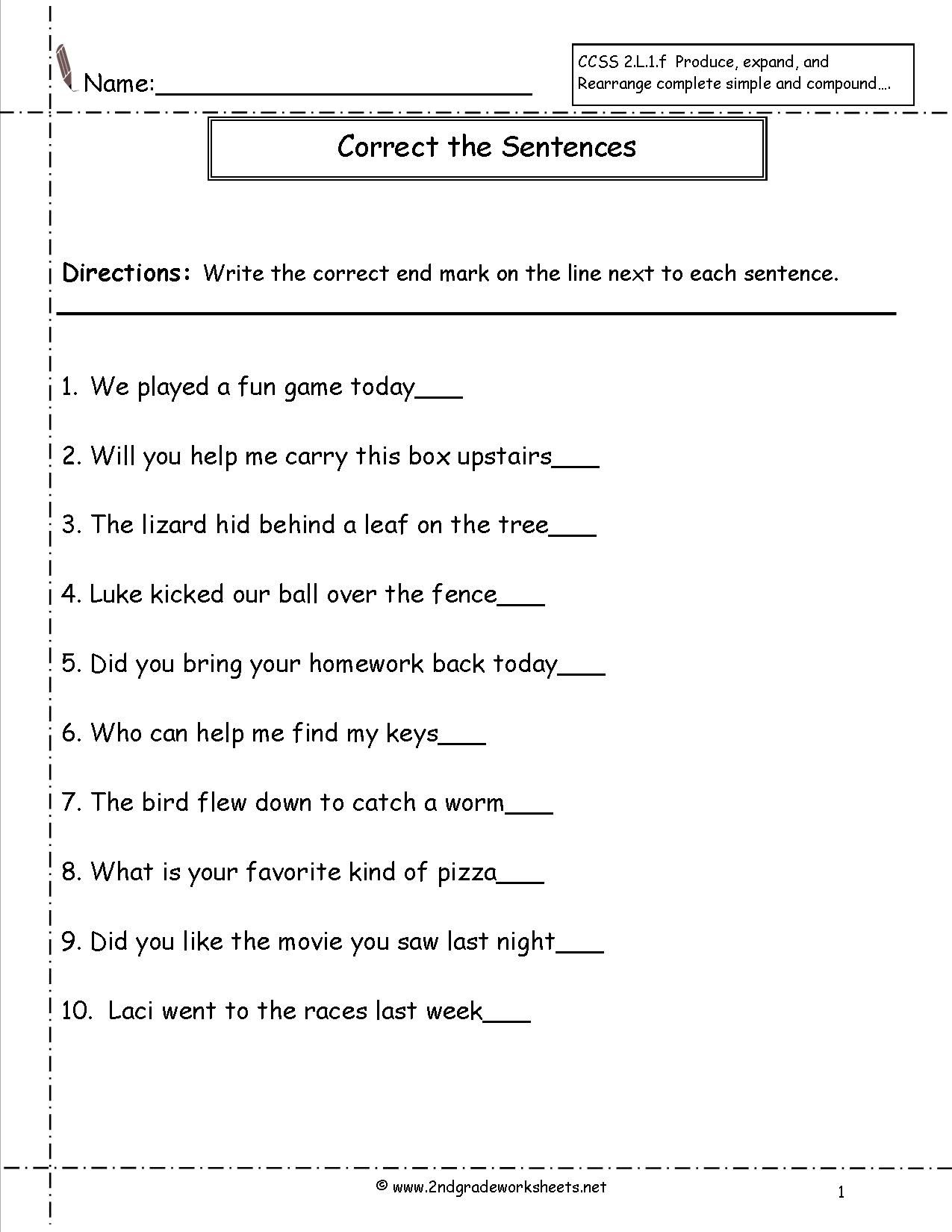 30 2Nd Grade Worksheets Grammar