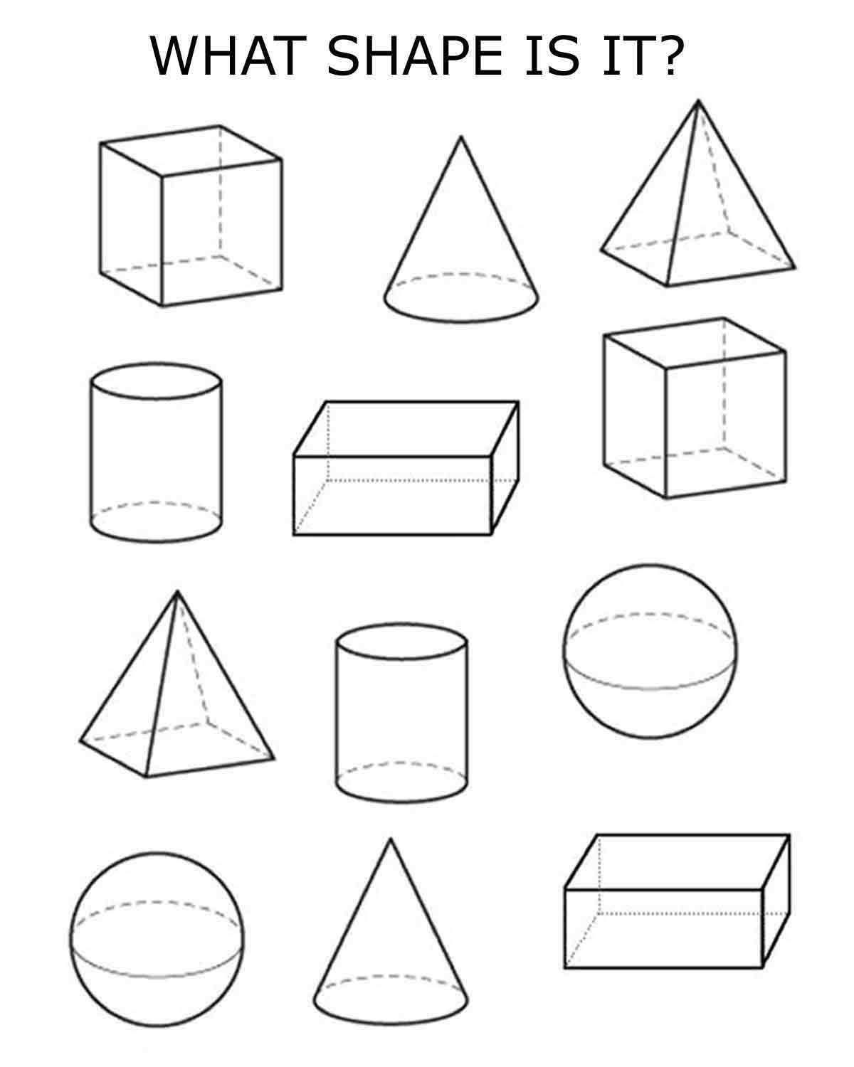 30 3D Shapes Kindergarten Free Worksheets
