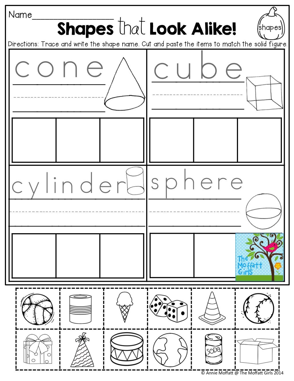 30 3D Shapes Kindergarten Free Worksheets