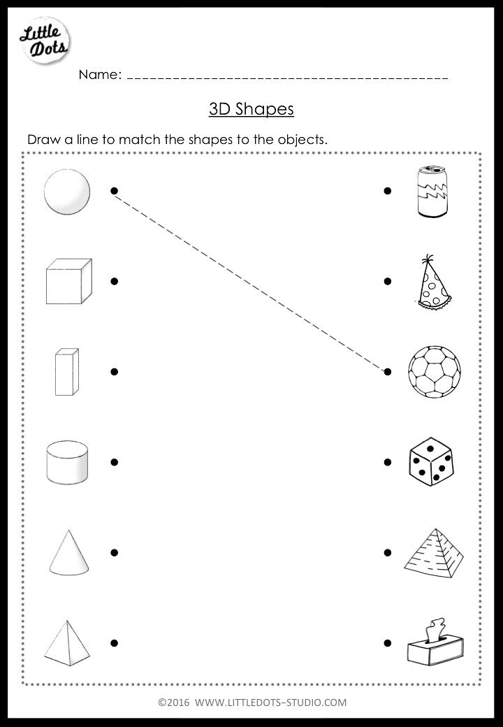 30 3D Shapes Kindergarten Free Worksheets