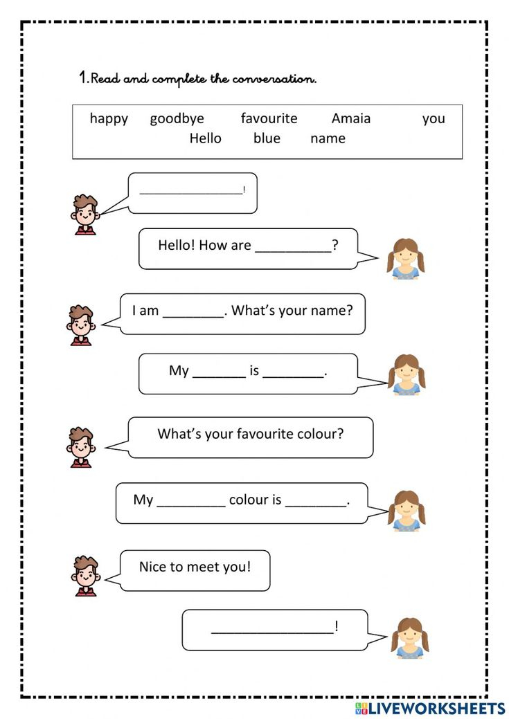 30 Conversation Worksheets English For Grade 1