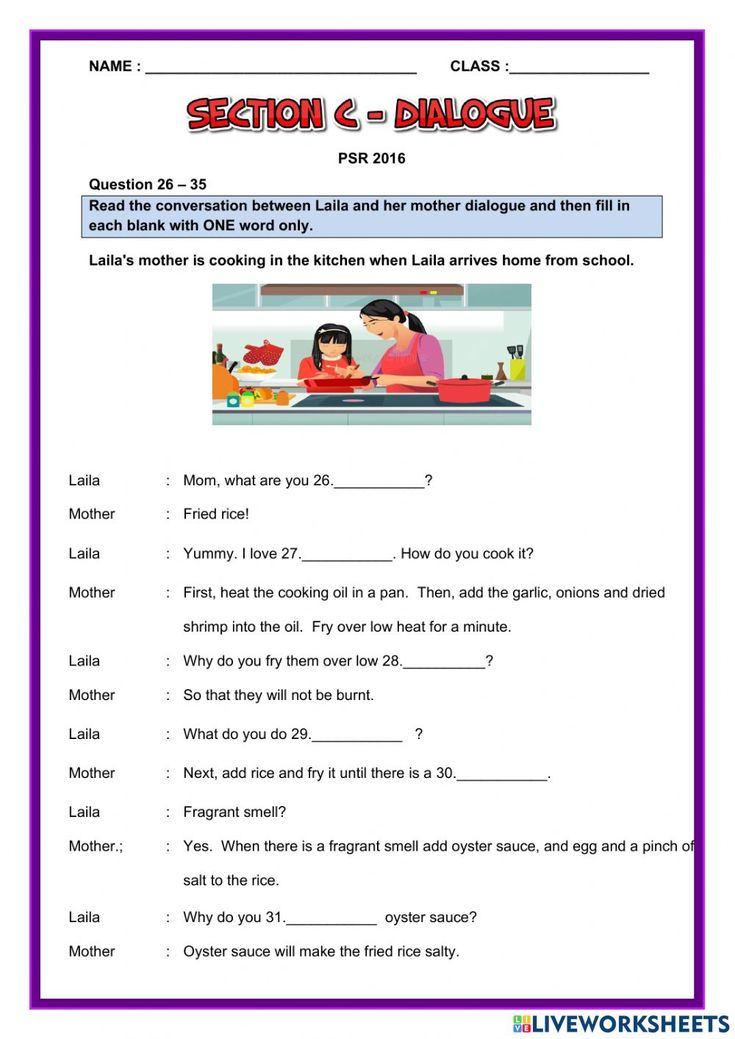 30 Conversation Worksheets English For Grade 1