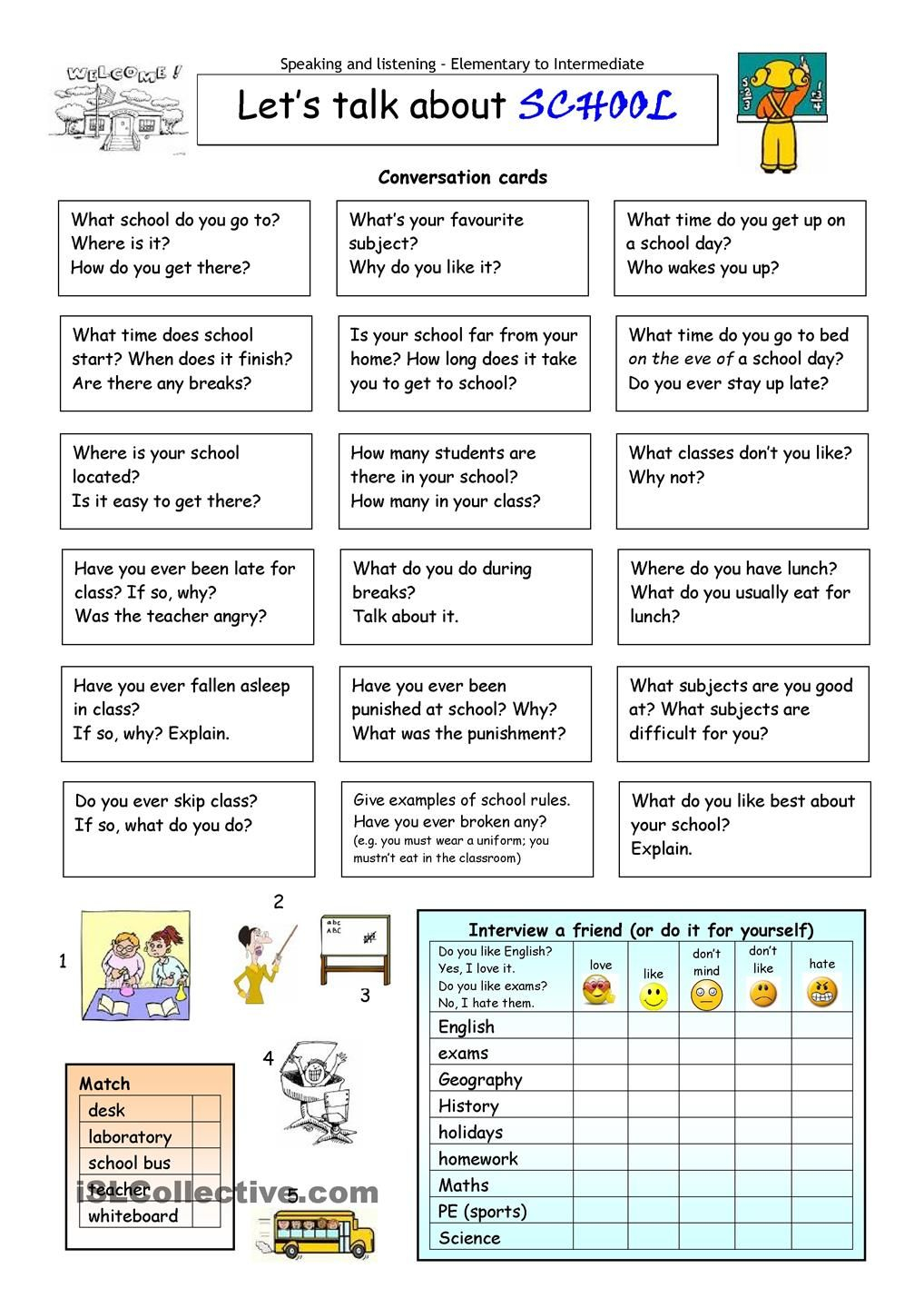 30 Conversation Worksheets English For Grade 1