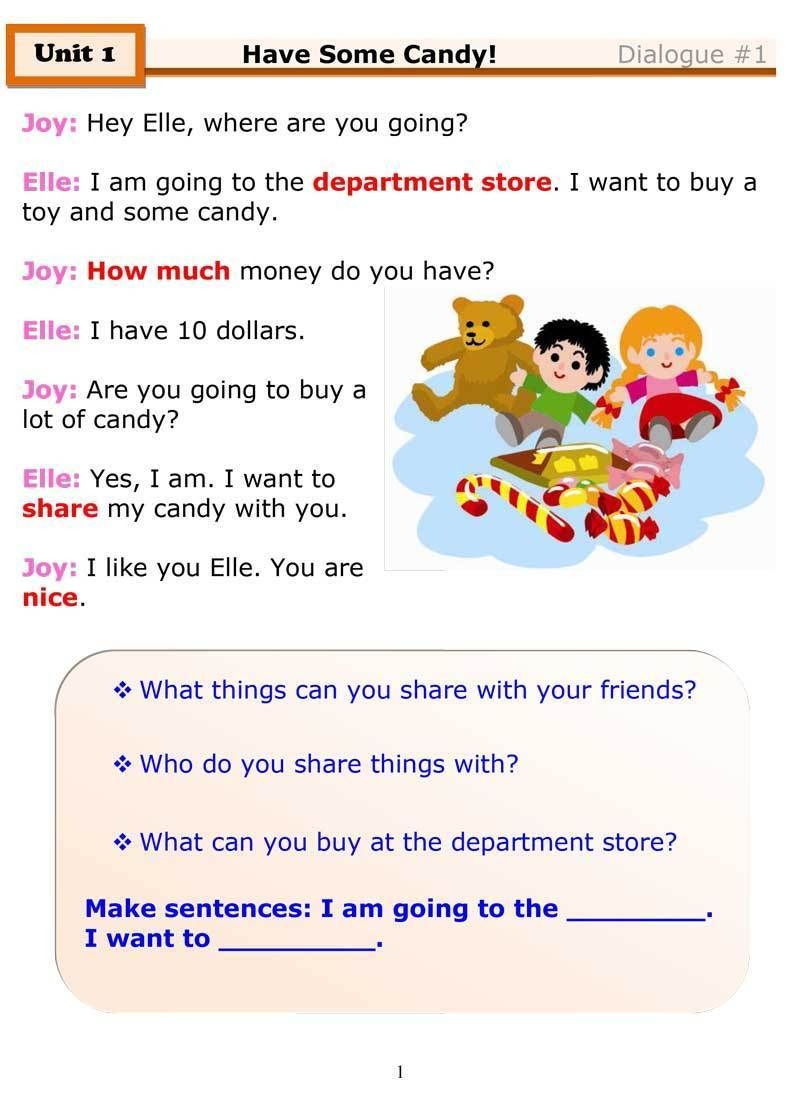 30 Conversation Worksheets English For Grade 1