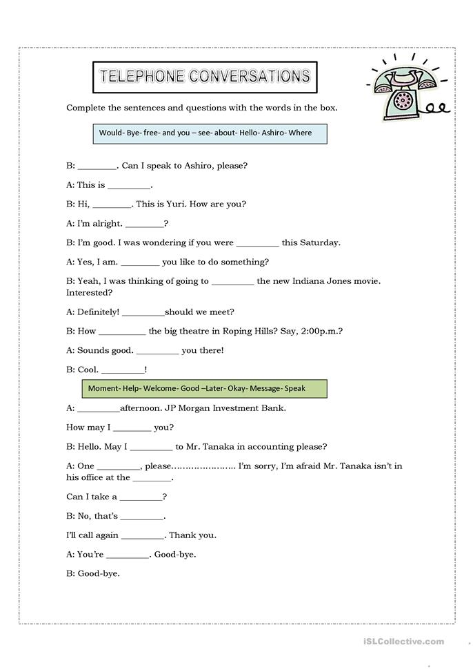 30 Conversation Worksheets English For Grade 1