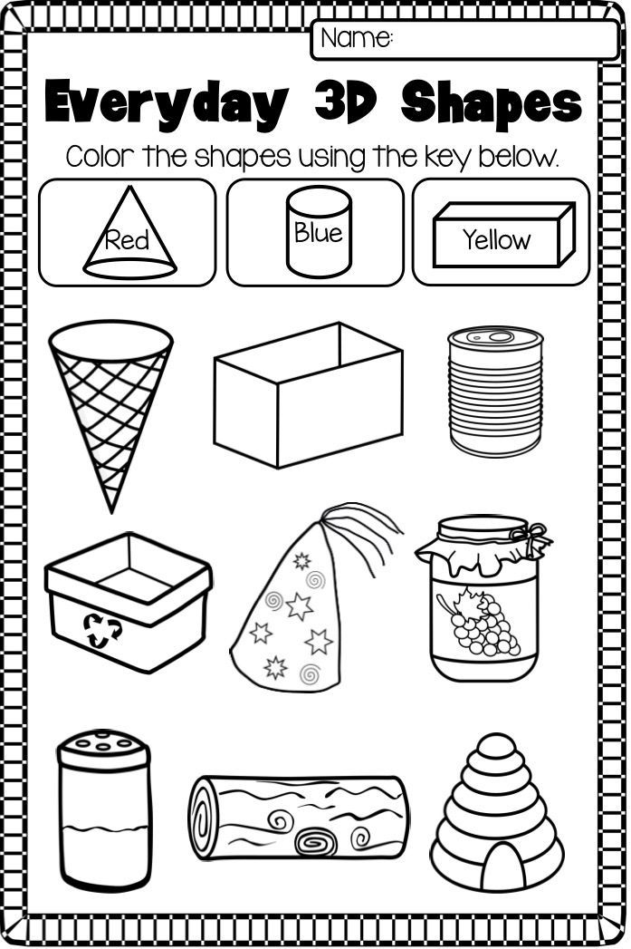 30 Kindergarten 2D And 3D Shapes Worksheets