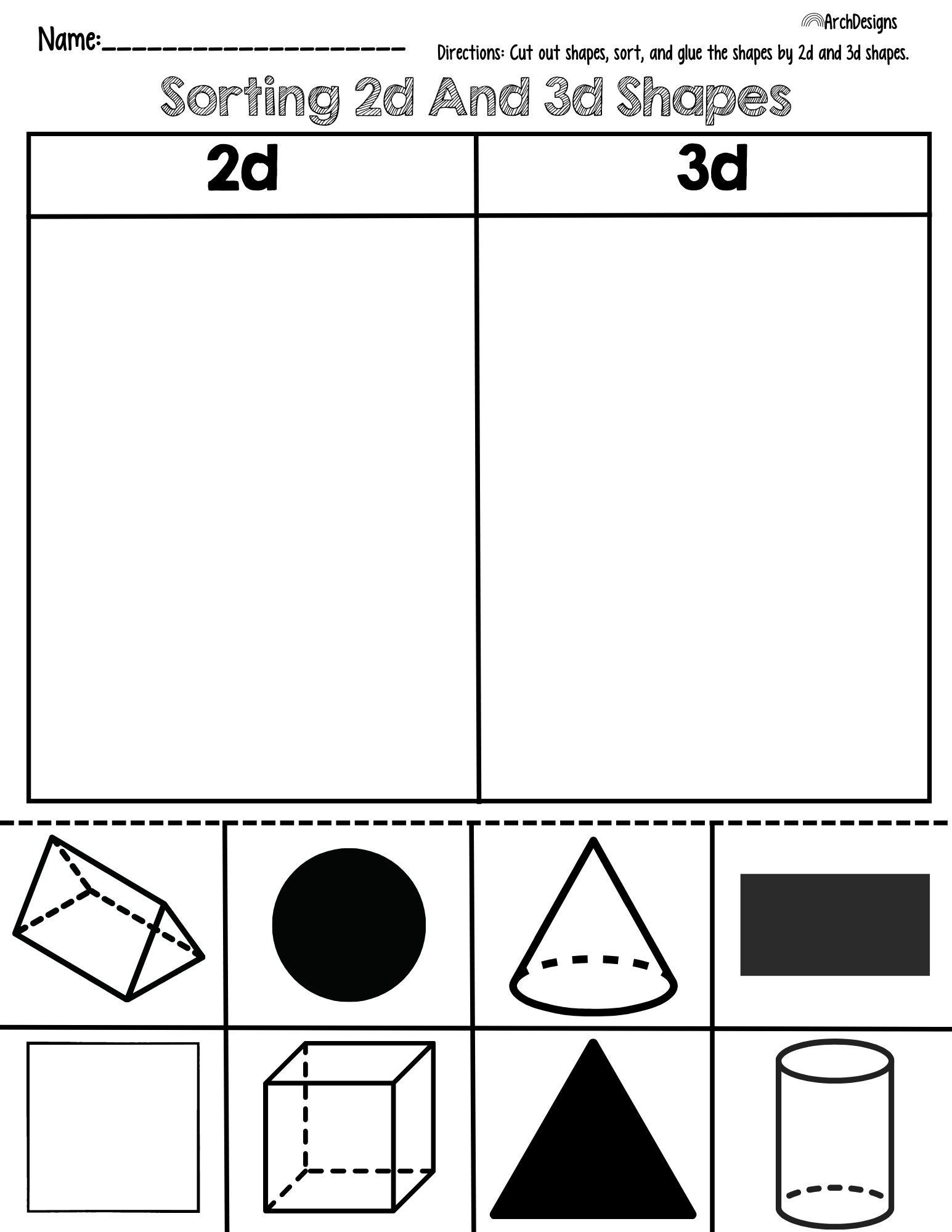 30 Kindergarten 2D And 3D Shapes Worksheets