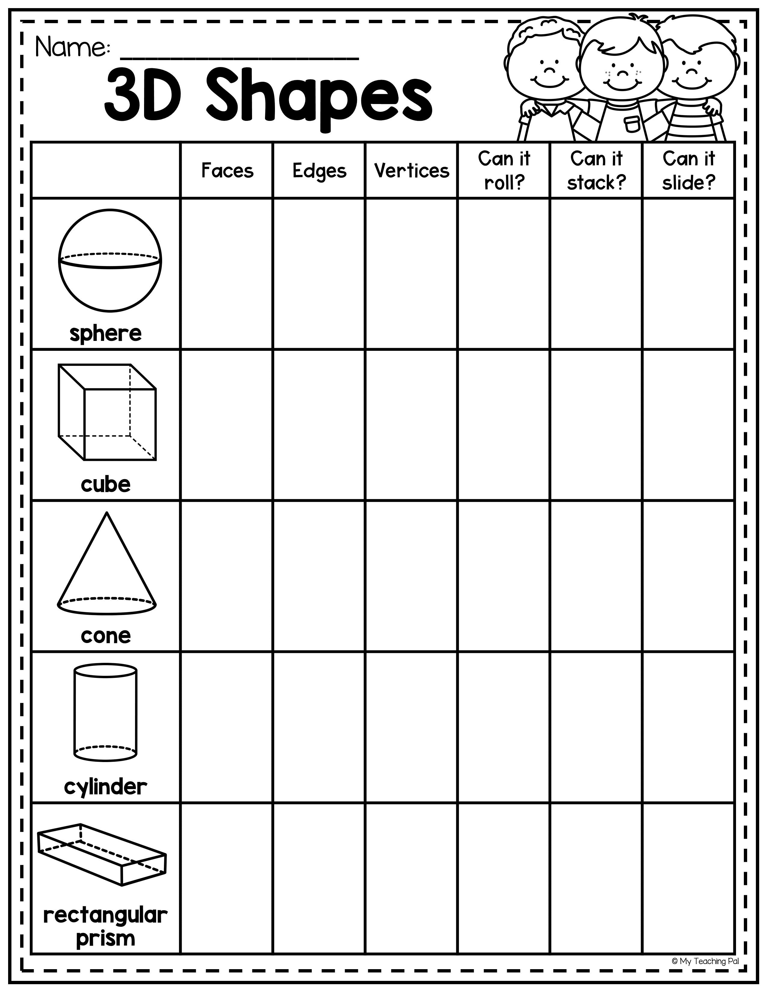 30 Kindergarten 2D And 3D Shapes Worksheets