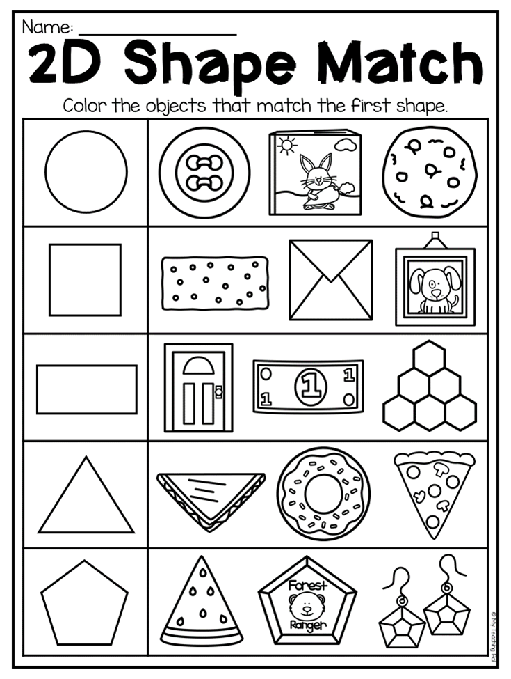 30 Kindergarten 2D And 3D Shapes Worksheets