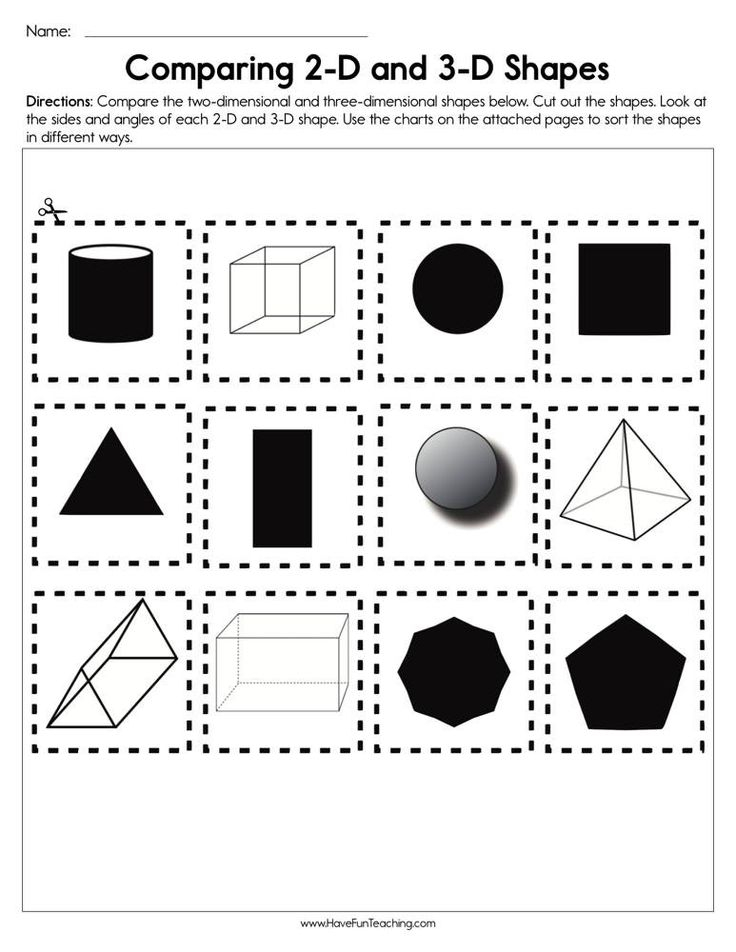 30 Kindergarten 2D And 3D Shapes Worksheets