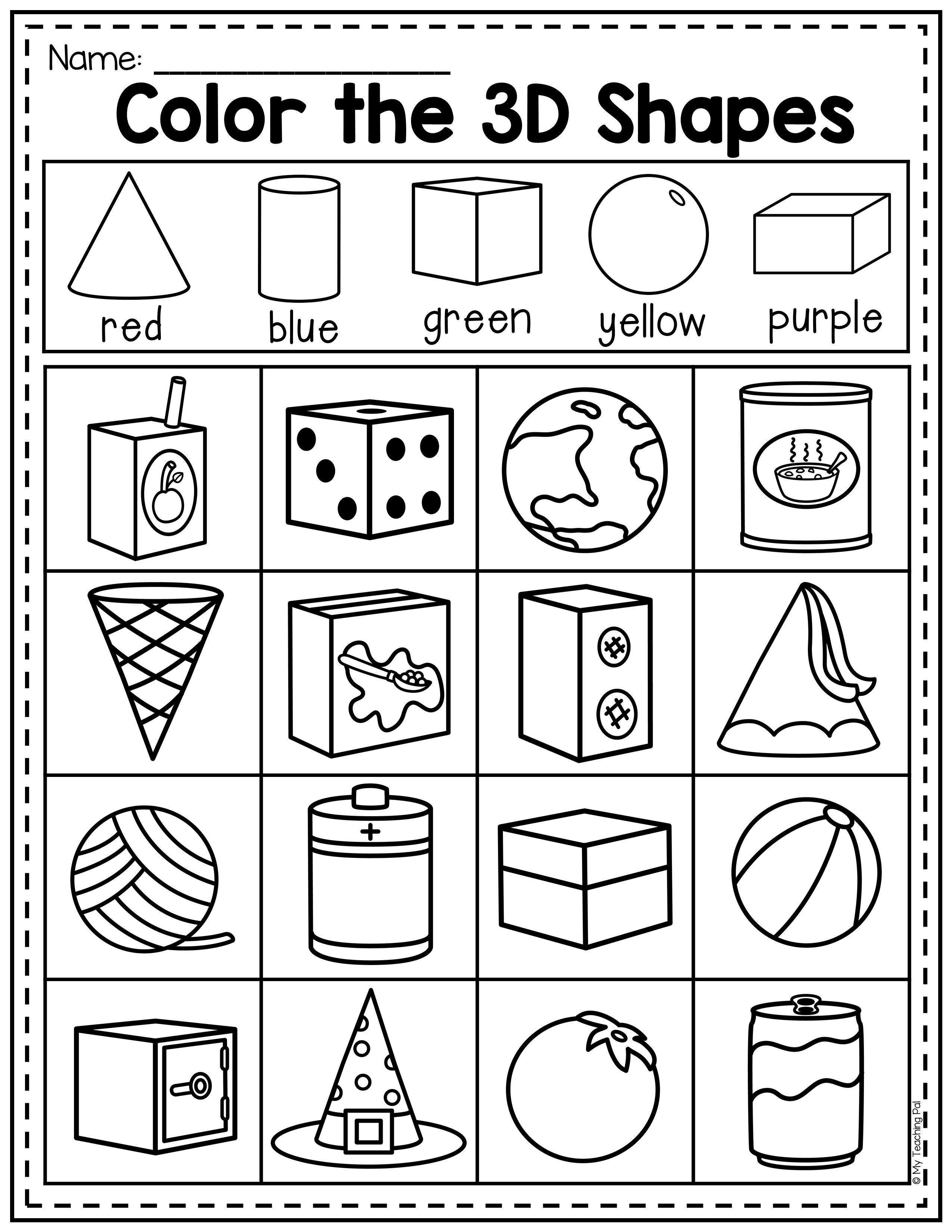 30 Kindergarten 2D And 3D Shapes Worksheets