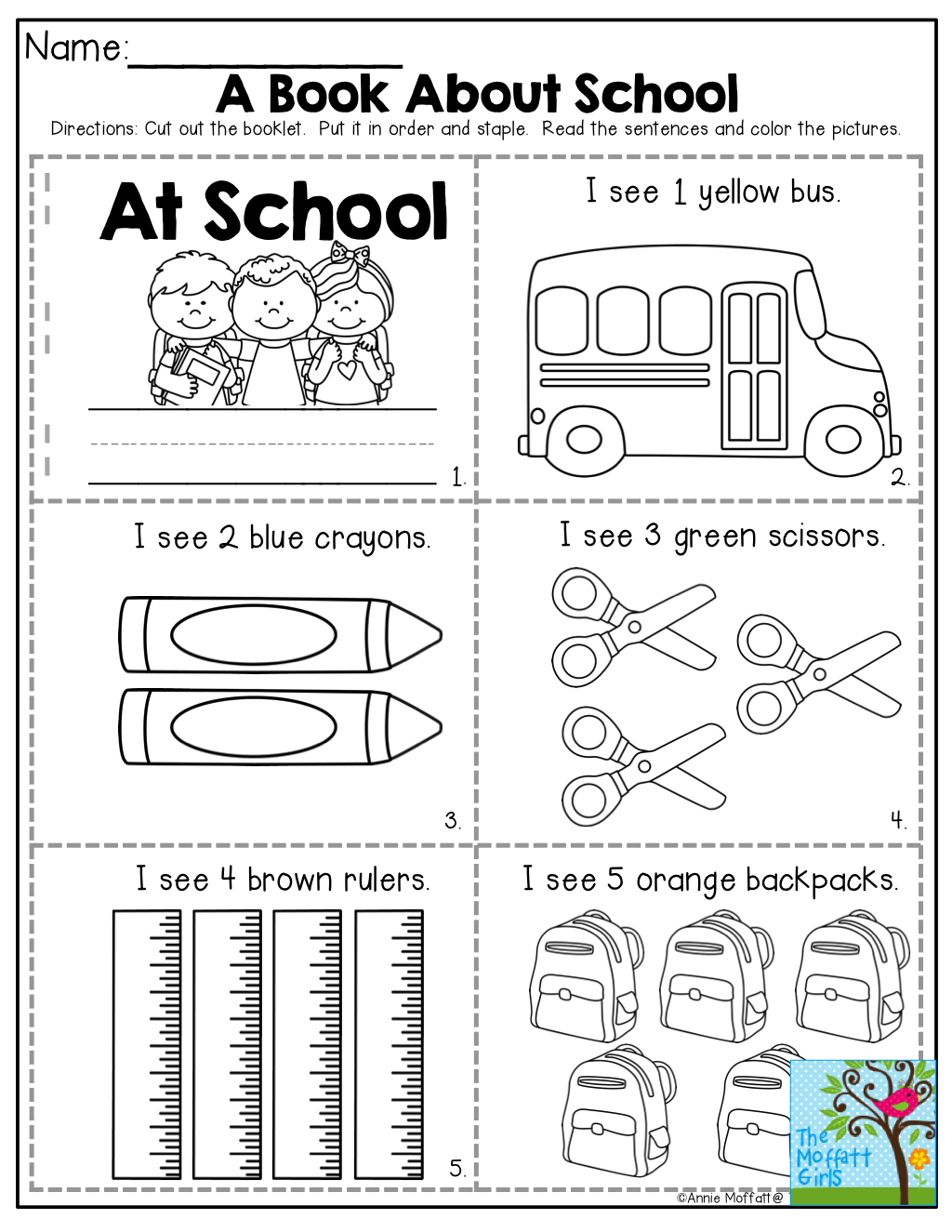 30 My School Worksheets For Kids Kindergarten