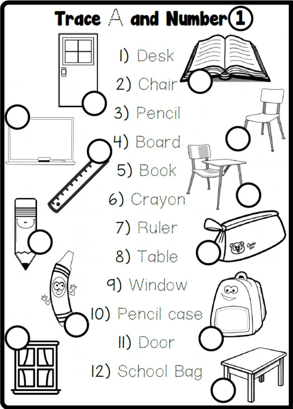 30 My School Worksheets For Kids Kindergarten