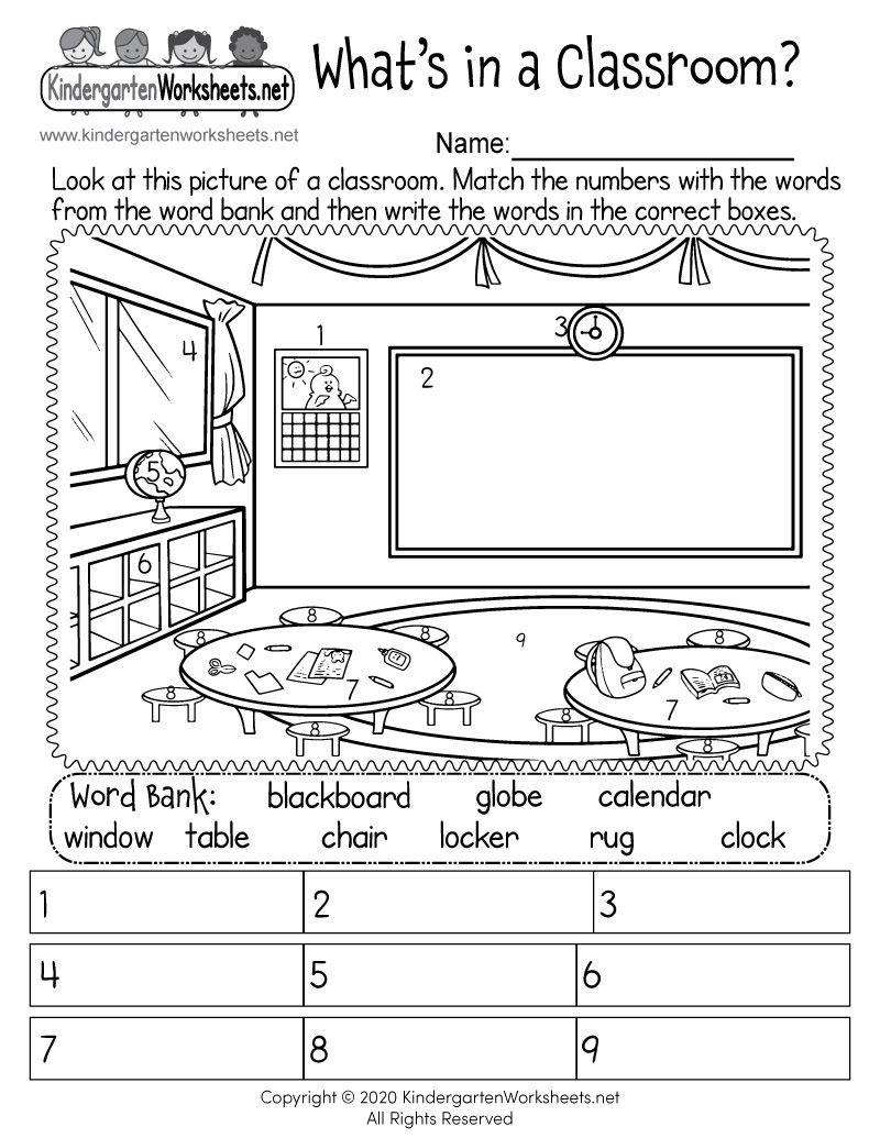30 My School Worksheets For Kids Kindergarten