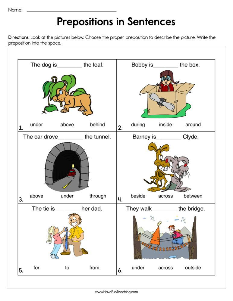 30 Preposition Worksheets For Kindergarten
