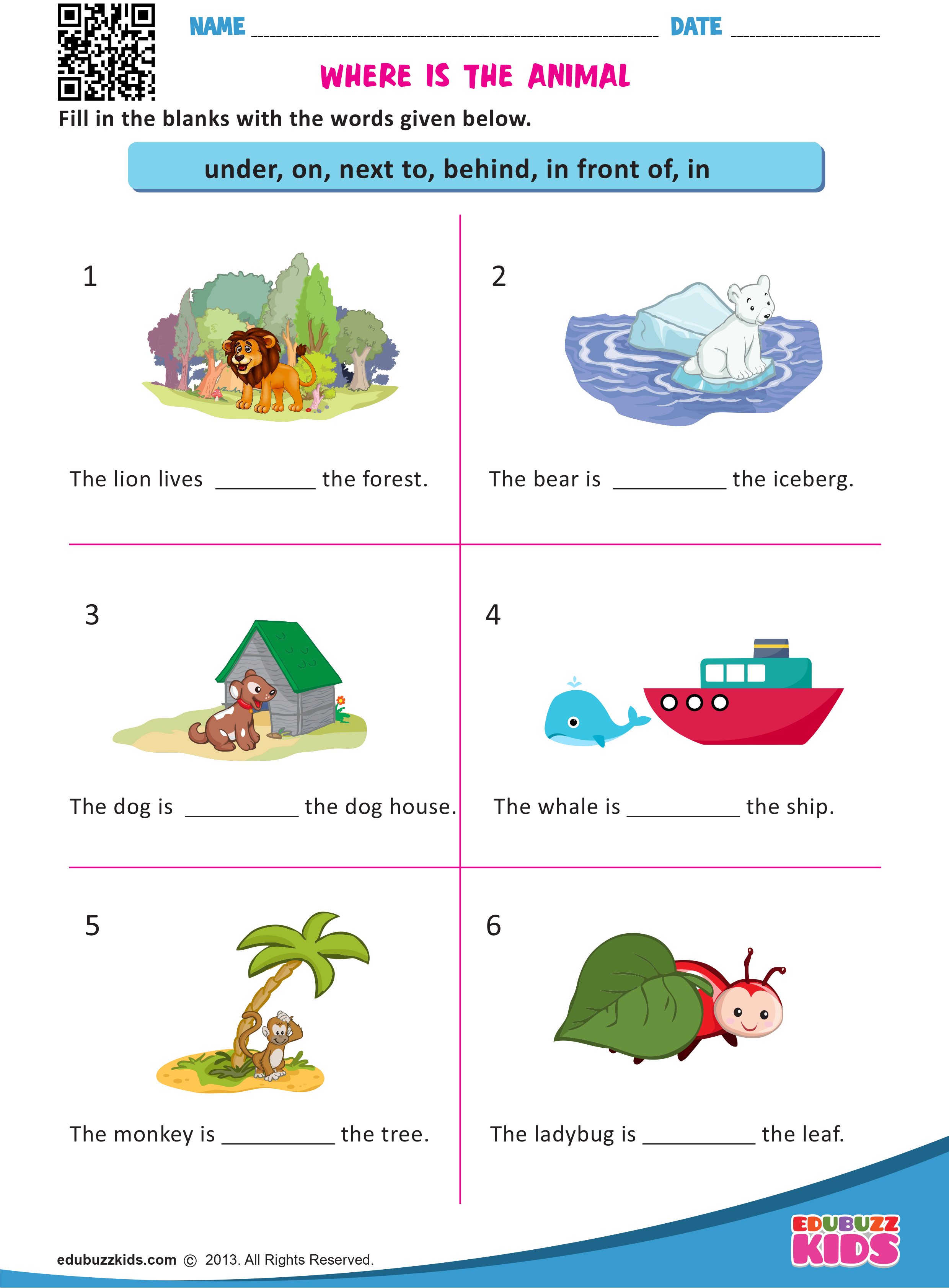 30 Preposition Worksheets For Kindergarten