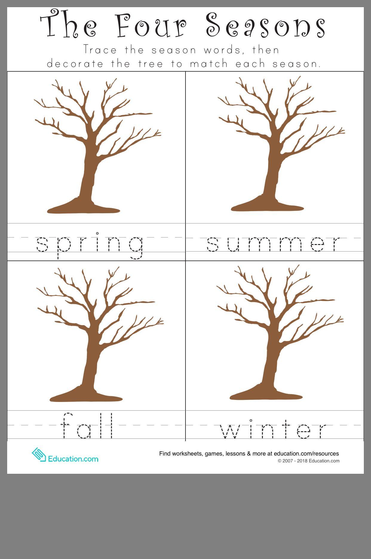 30 Seasons Of The Year Worksheets Kindergarten