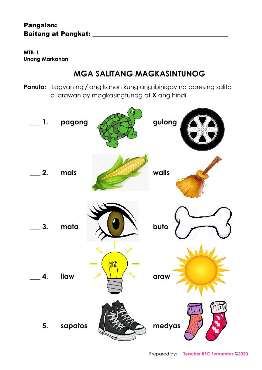 21 1St Grade Reading Worksheets Tagalog English