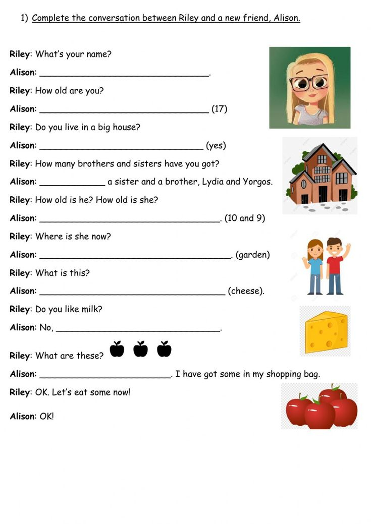 21 Conversation Worksheets English For Grade 1