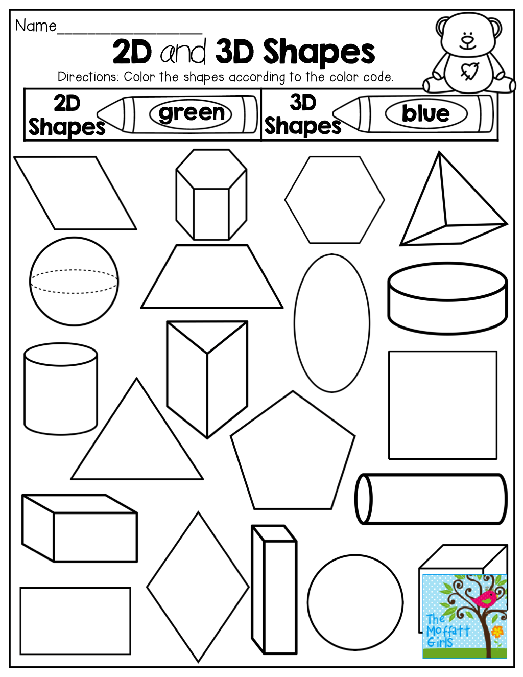 21 Kindergarten 2D And 3D Shapes Worksheets