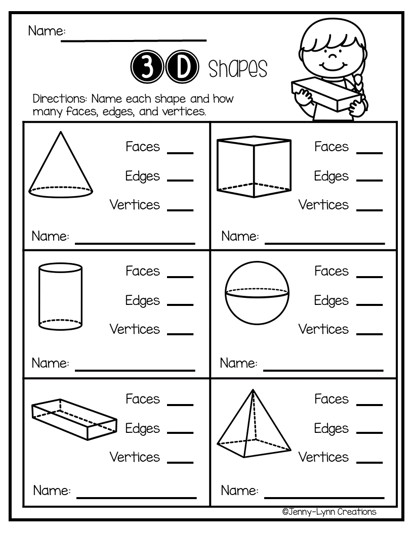 21 Kindergarten 2D And 3D Shapes Worksheets