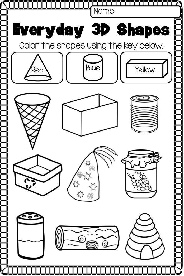 21 Kindergarten 2D And 3D Shapes Worksheets