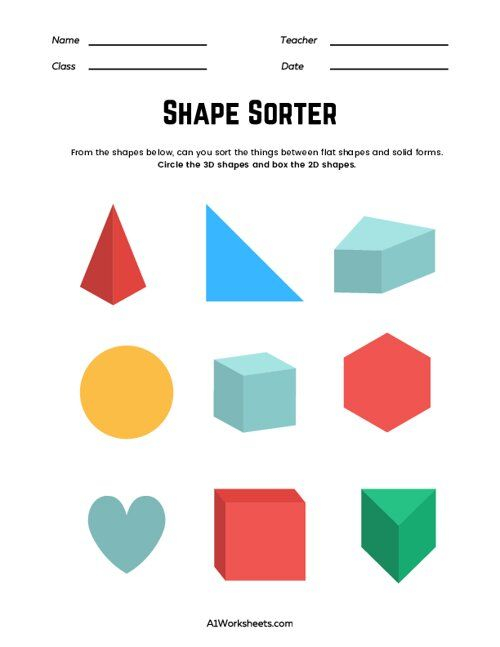 21 Kindergarten 2D And 3D Shapes Worksheets