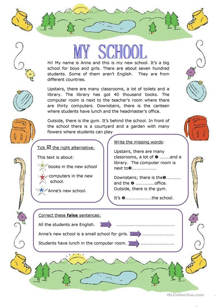 21 My School Worksheets For Kids Kindergarten