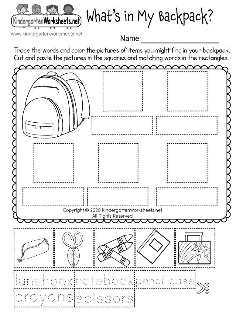 21 My School Worksheets For Kids Kindergarten
