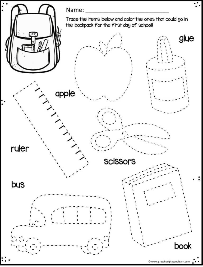 21 My School Worksheets For Kids Kindergarten