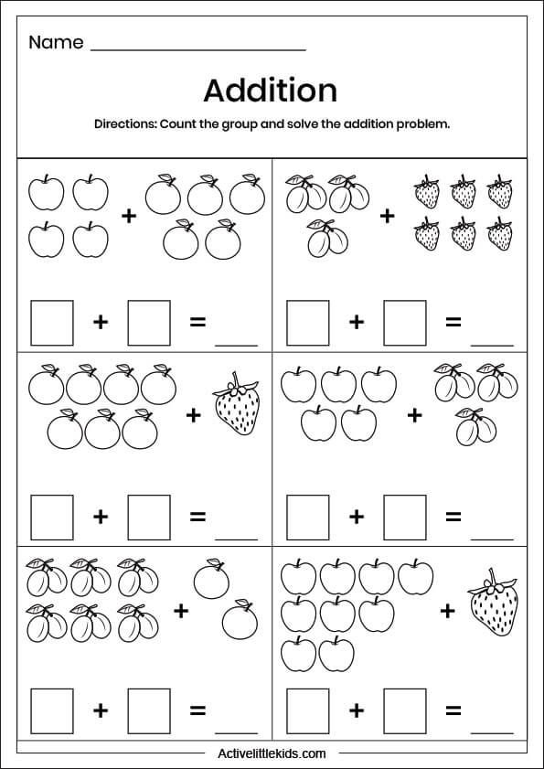 21 Picture Addition Worksheets Kindergarten Free