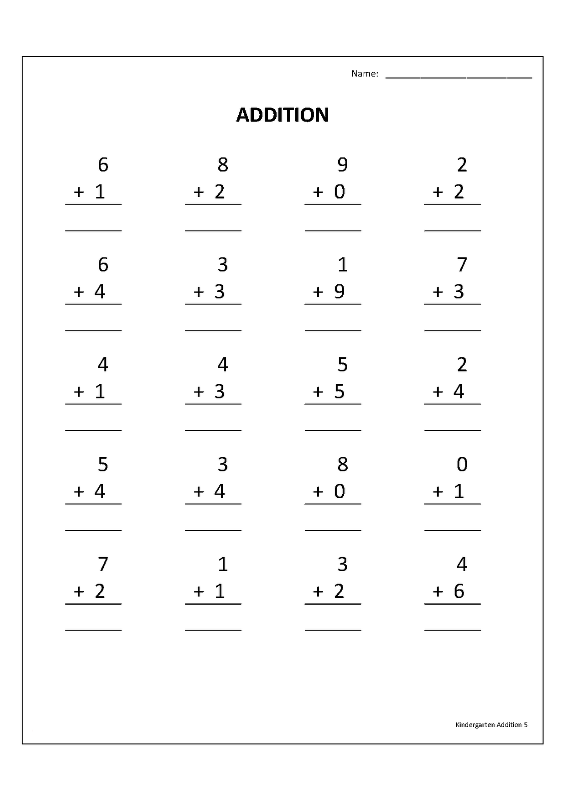 21 Picture Addition Worksheets Kindergarten Free