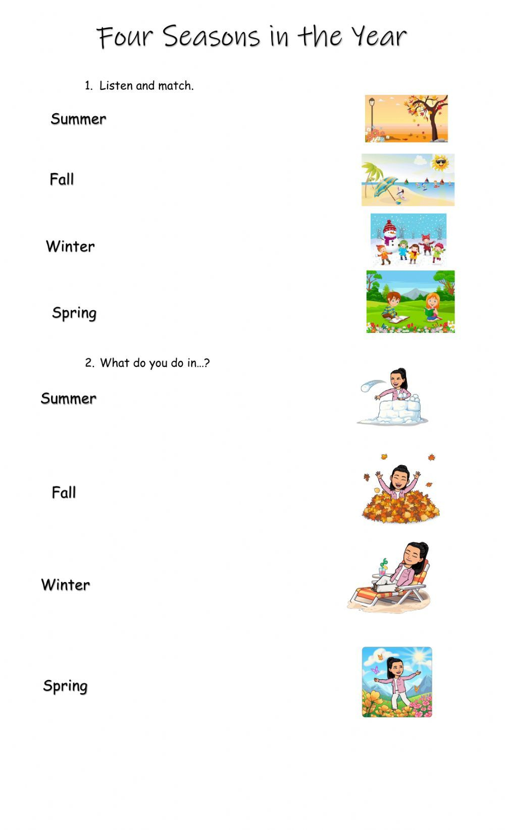 21 Seasons Of The Year Worksheets Kindergarten