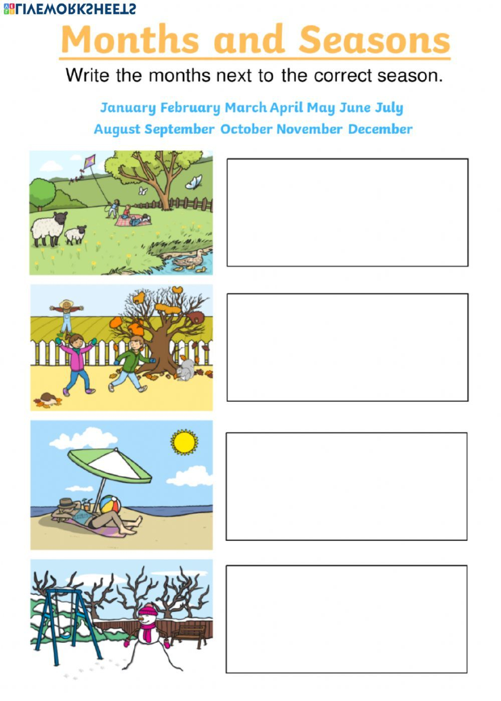 21 Seasons Of The Year Worksheets Kindergarten