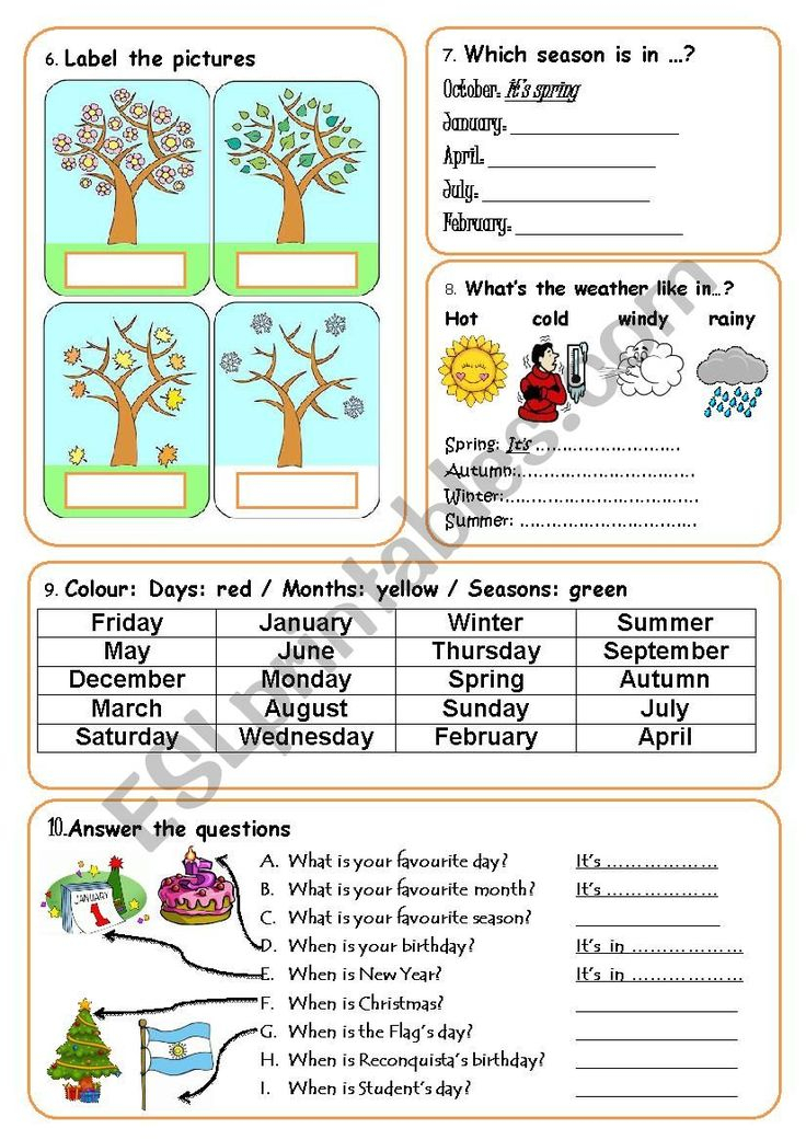 21 Seasons Of The Year Worksheets Kindergarten
